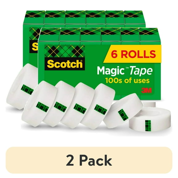 (2 pack) Scotch® Magic™ 810 Invisible Tape, 3/4" x 1,296", Clear, Pack Of 6 Rolls
