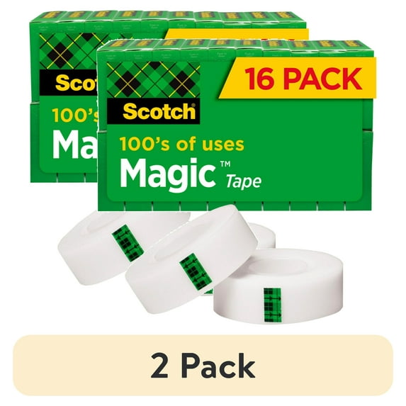 (2 pack) Scotch Magic Tape, Invisible, 16 Tape Rolls