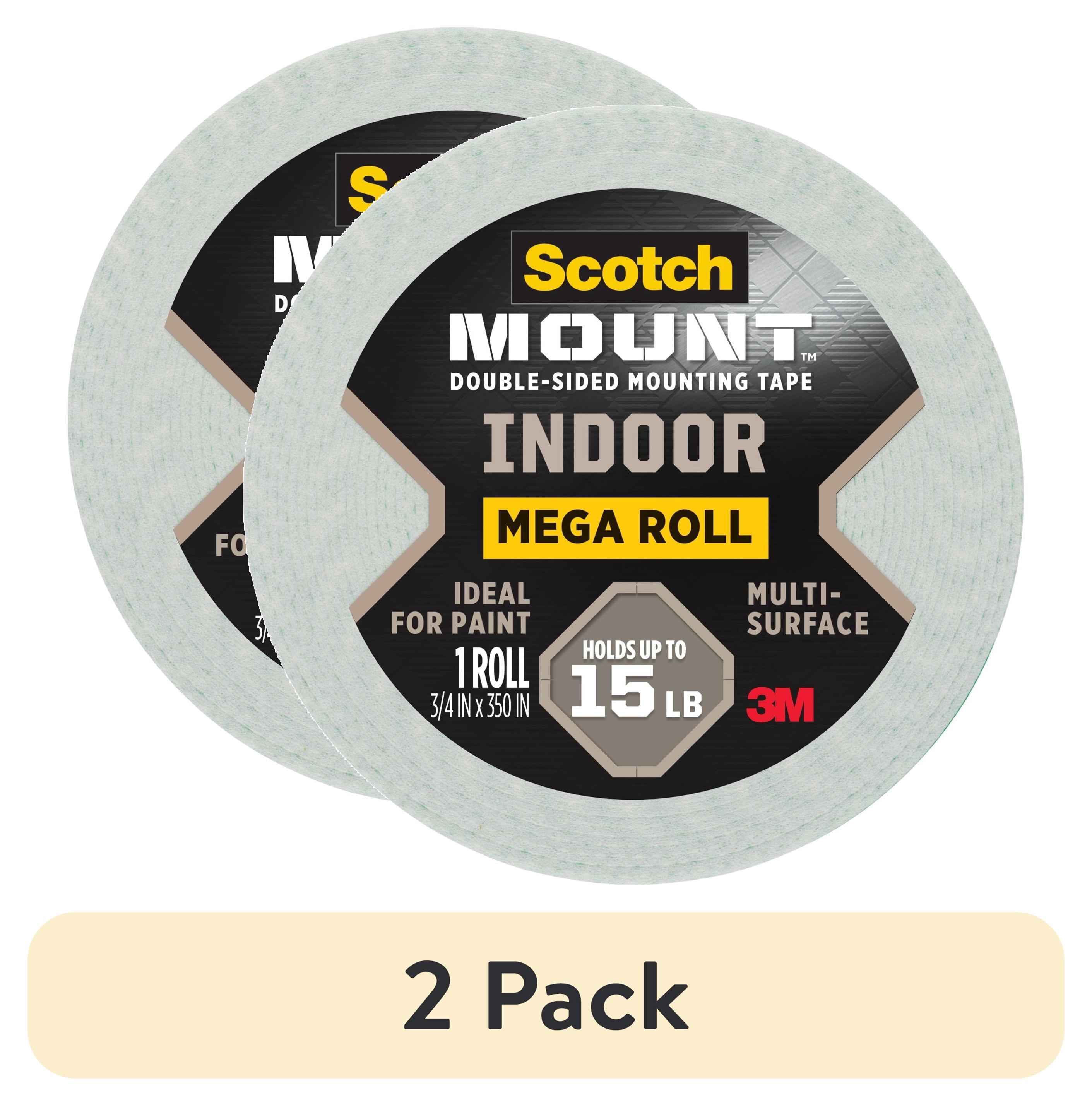 (2 pack) Scotch Mount Indoor Double-Sided Mounting Tape, White, 0.75 x 350 in, 1 Roll