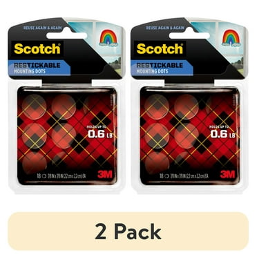 Scotch Restickable Dots, Clear, 7/8 in x 7/8 in, 18 Dots Total