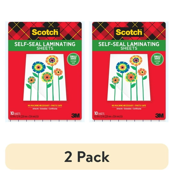 (2 pack) Scotch Self-Seal Single-Sided Laminating Sheets, Letter Size 10 PK
