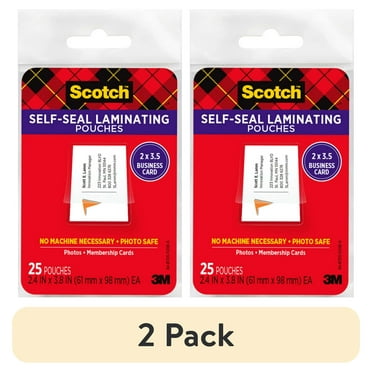 Scotch Self-Sealing Laminating Pouches, 25 Count, 2" x 3.5", 9.5 Mil