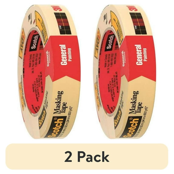 (2 pack) Scotch T9352050 1 in. x 60 yards 2050 Masking Tape, Natural - Case of 36