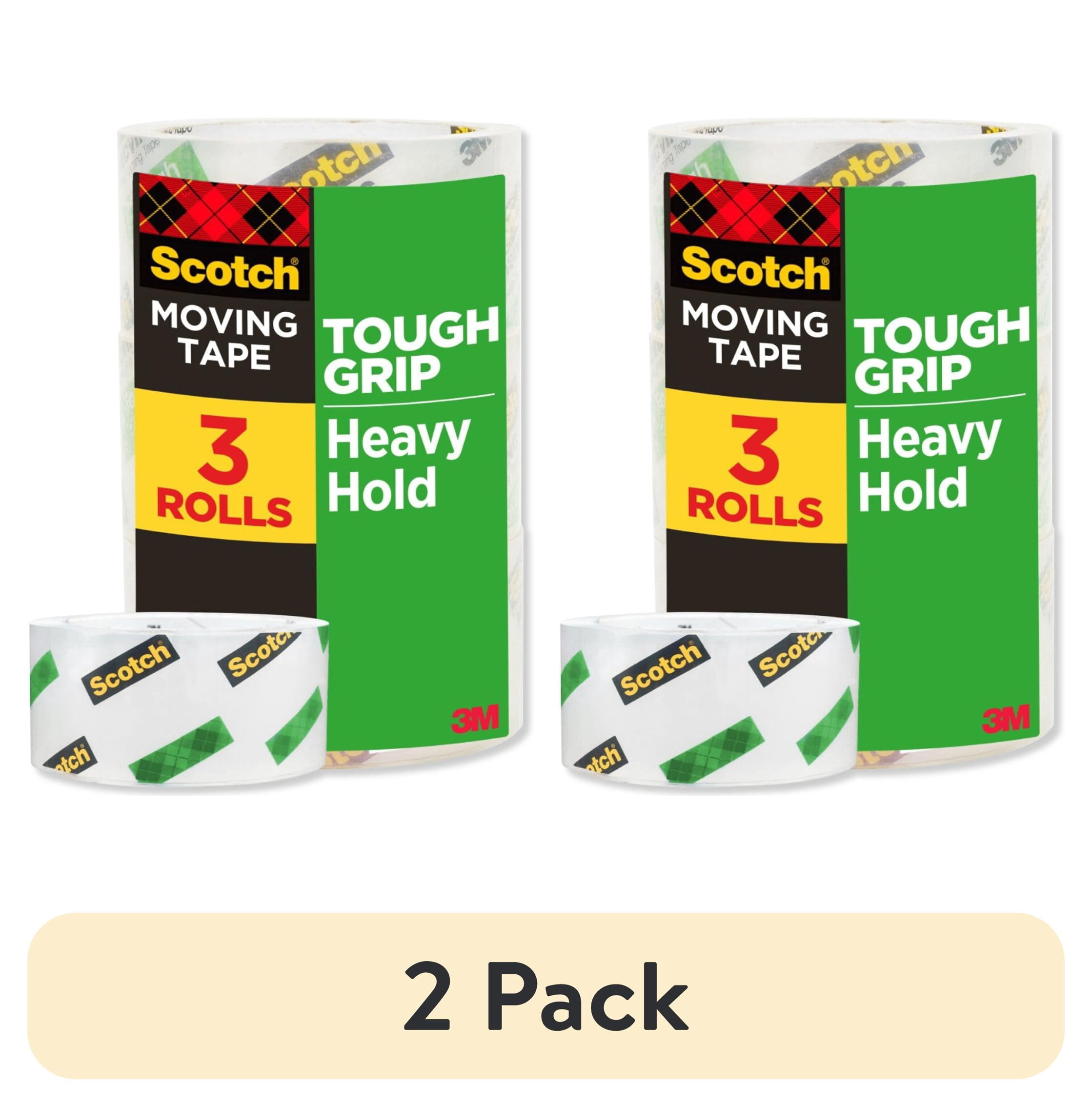 (2 pack) Scotch Tough Grip Packaging Tape, Clear, 1.88in x 65.6yds 3 Rolls