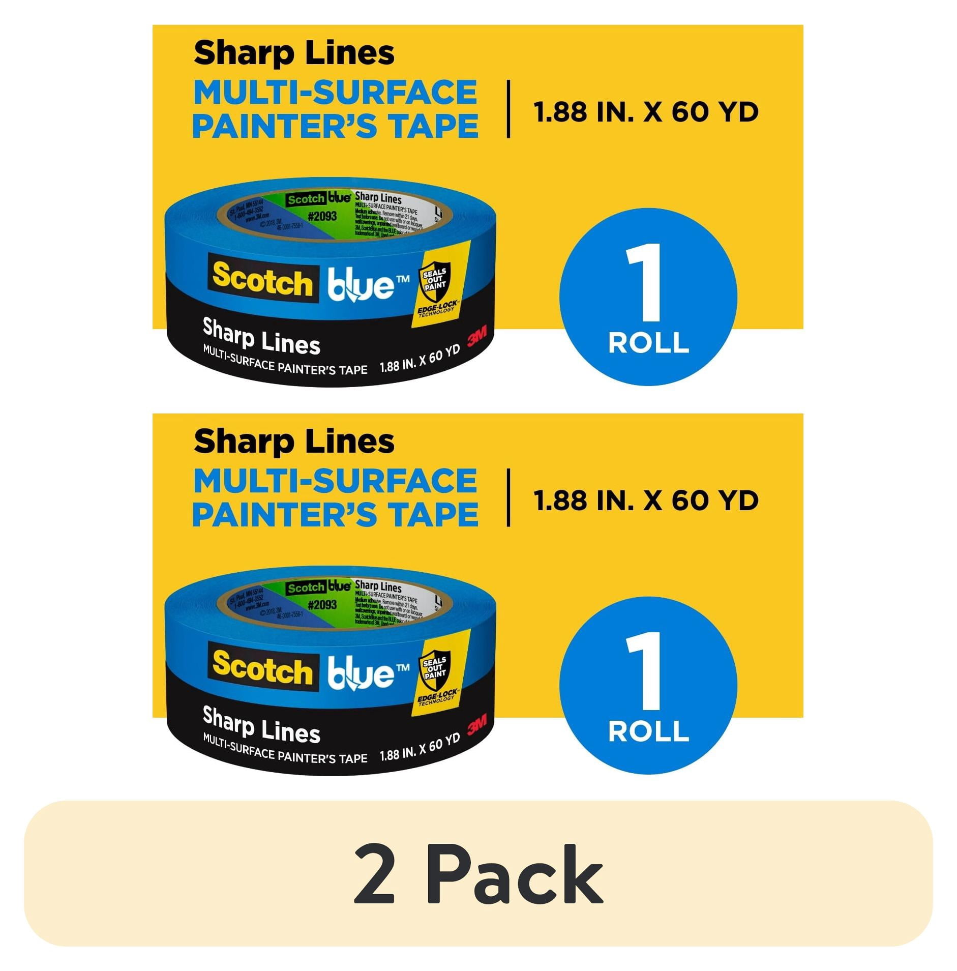 (2 pack) ScotchBlue Sharp Lines Painter's Tape, Blue, 1.88 in x 60 yd, 1 Roll