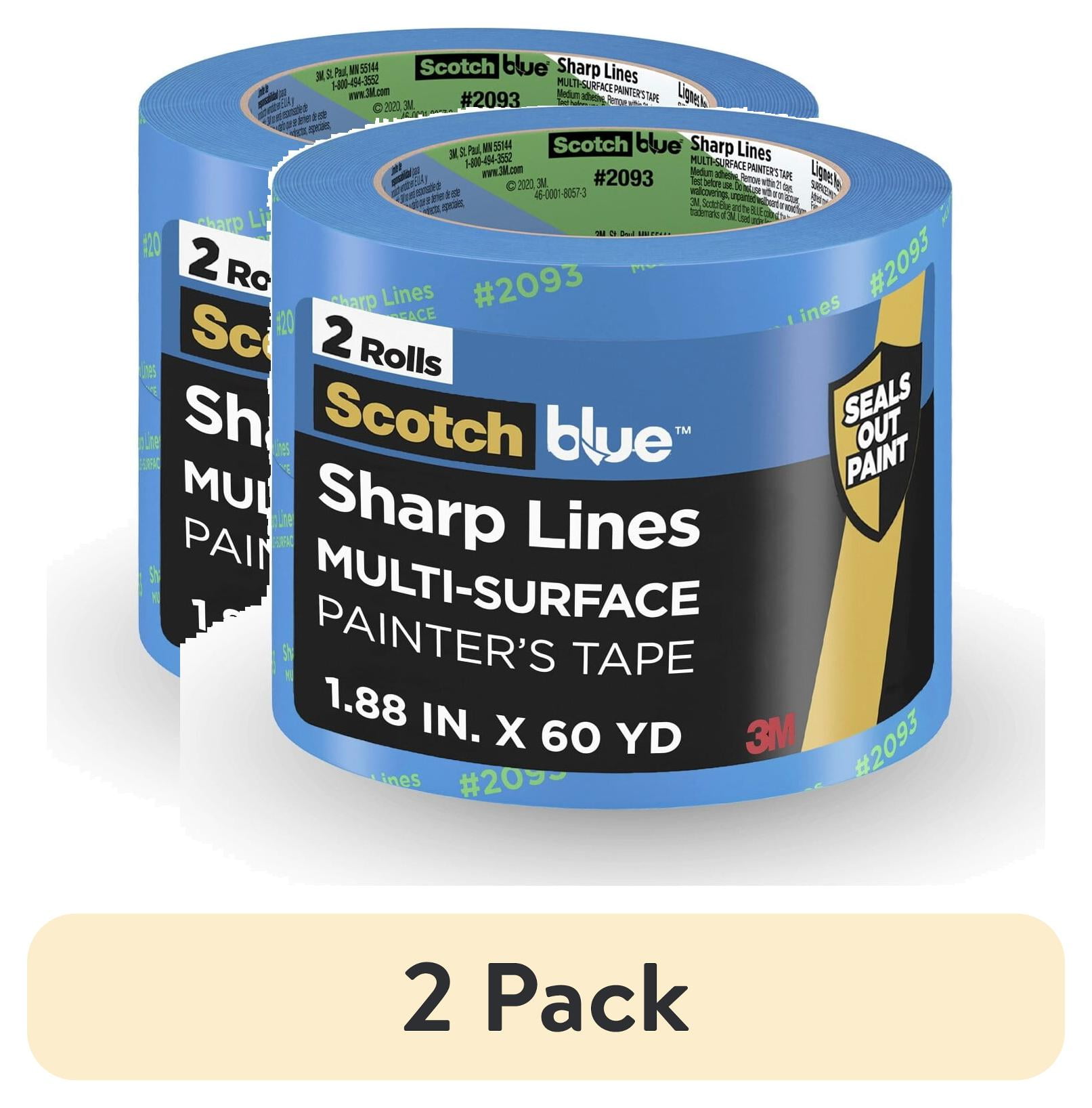 (2 pack) ScotchBlue Sharp Lines Painter's Tape, Blue, 1.88 in x 60 yd, 2 Rolls