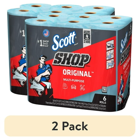 (2 pack) Scott Shop Towels, 6 Rolls, 55 Sheets Per Roll