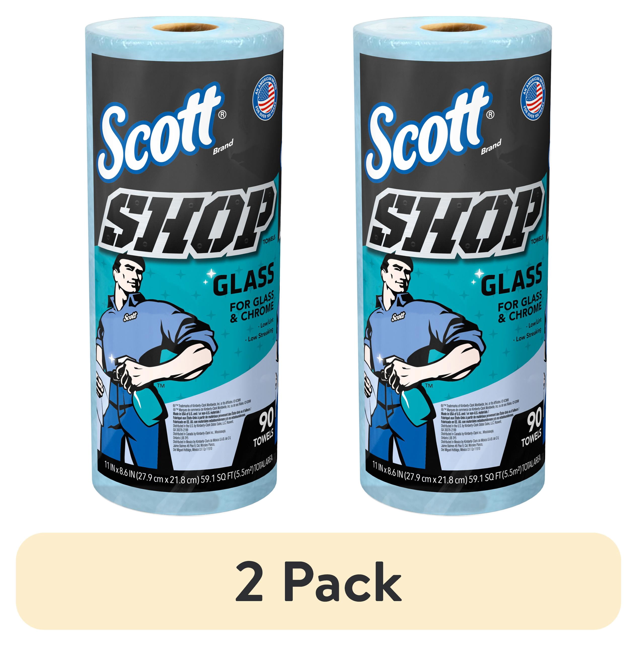 (2 pack) Scott Shop Towels Glass, 1 Roll, 90 sheets