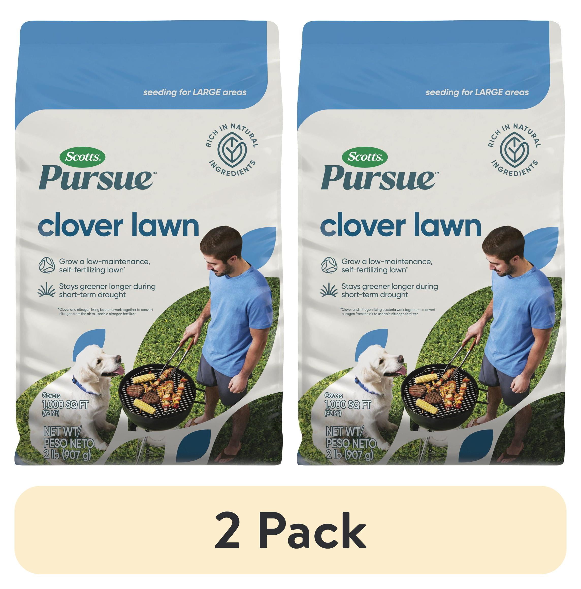 (2 pack) Scotts Grass Pursue Clover Lawn, 2 lb, low-maintenance lawn