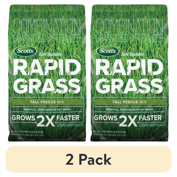 (2 pack) Scotts Turf Builder Rapid Grass Tall Fescue Mix, Grass Seed and Fertilizer, 5.6 lbs.