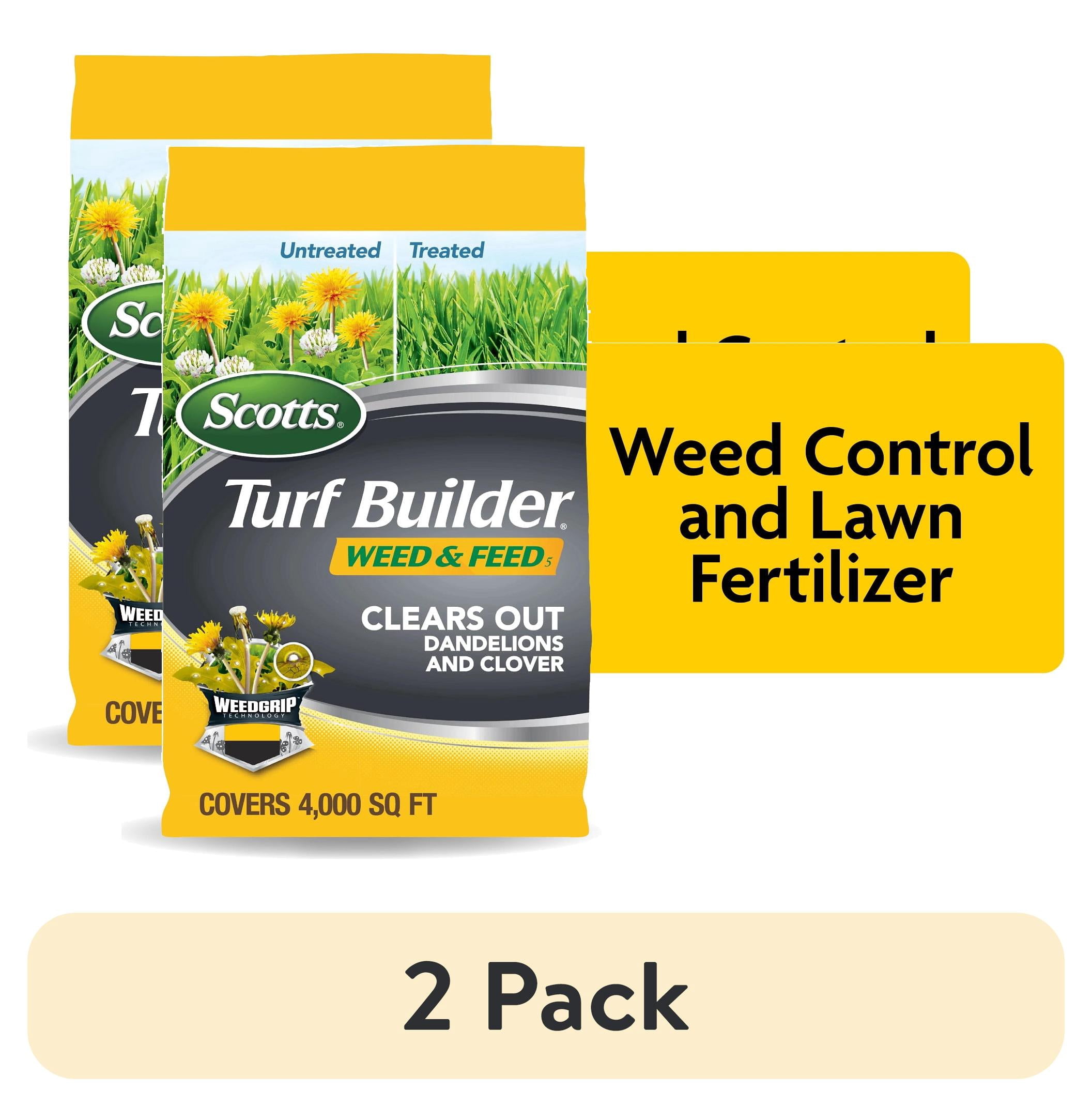 (2 pack) Scotts Turf Builder Weed and Feed, Controls Dandelion, Clover, 4,000 sq. ft., 11.32 lbs.