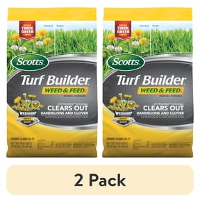 (2 pack) Scotts Turf Builder Weed & Feed – Lawn Fertilizer & Weed Killer | Controls Dandelions & Clover, 12,000 sq ft Coverage, 33.95 lbs