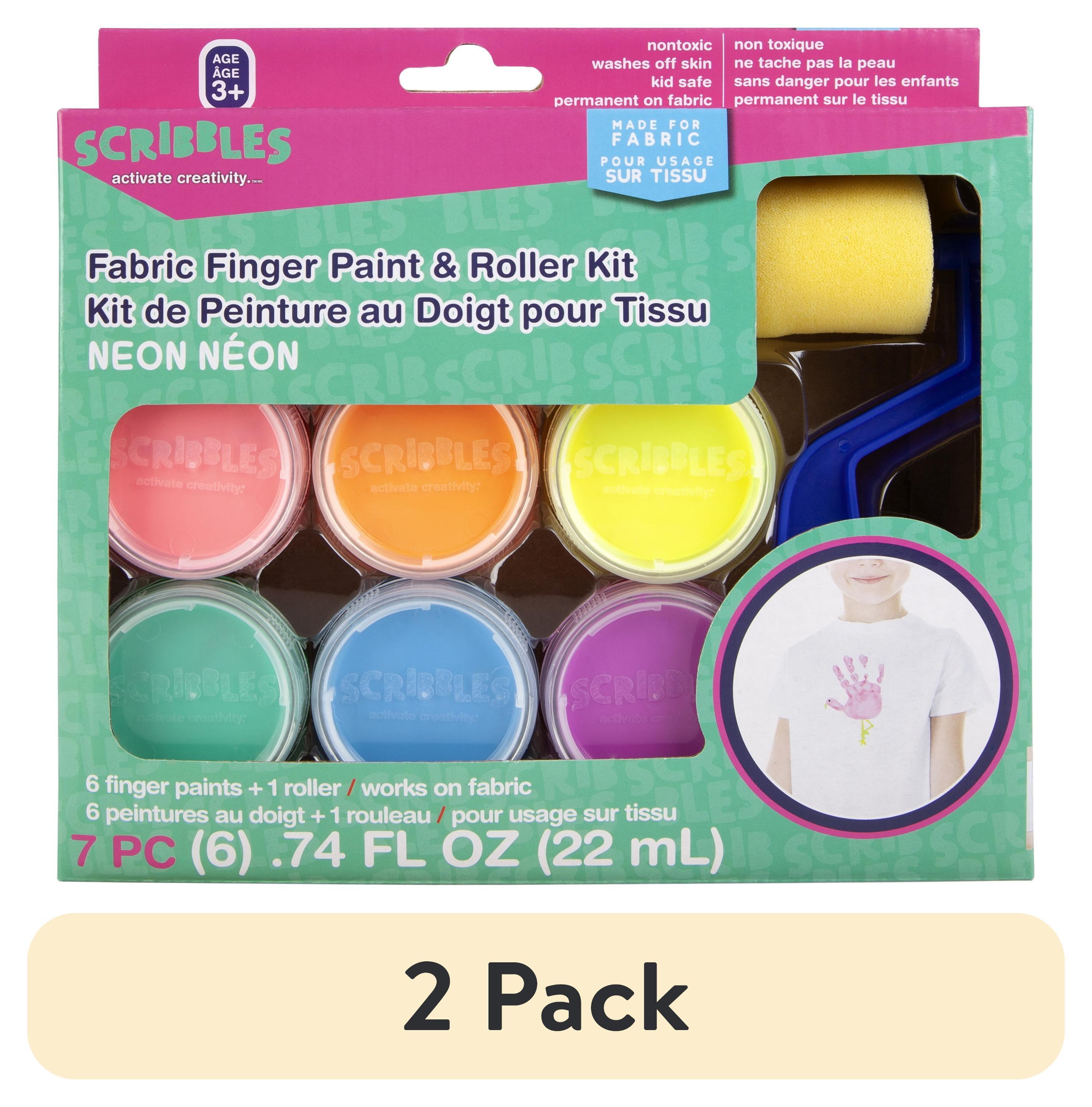 (2 pack) Scribbles Fabric Finger Paints 6/Pkg-Neon