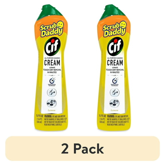 (2 pack) Scrub Daddy Cif All Purpose Cleaning Cream Multi-Surface Household Cleaner, Lemon Scent,  21 oz, 3 Count