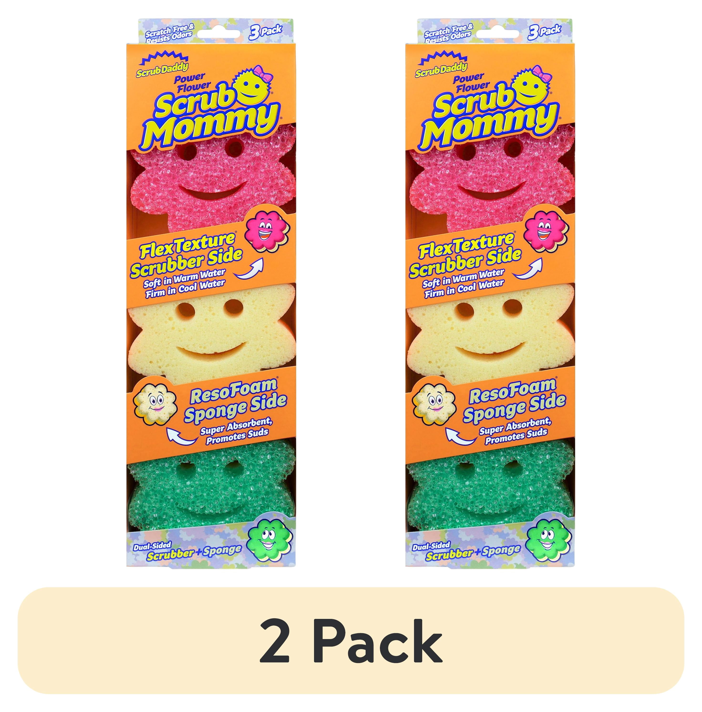 (2 pack) Scrub Daddy Scrub Mommy Power Flower Dual-Sided Cleaning Sponges, 3 Count