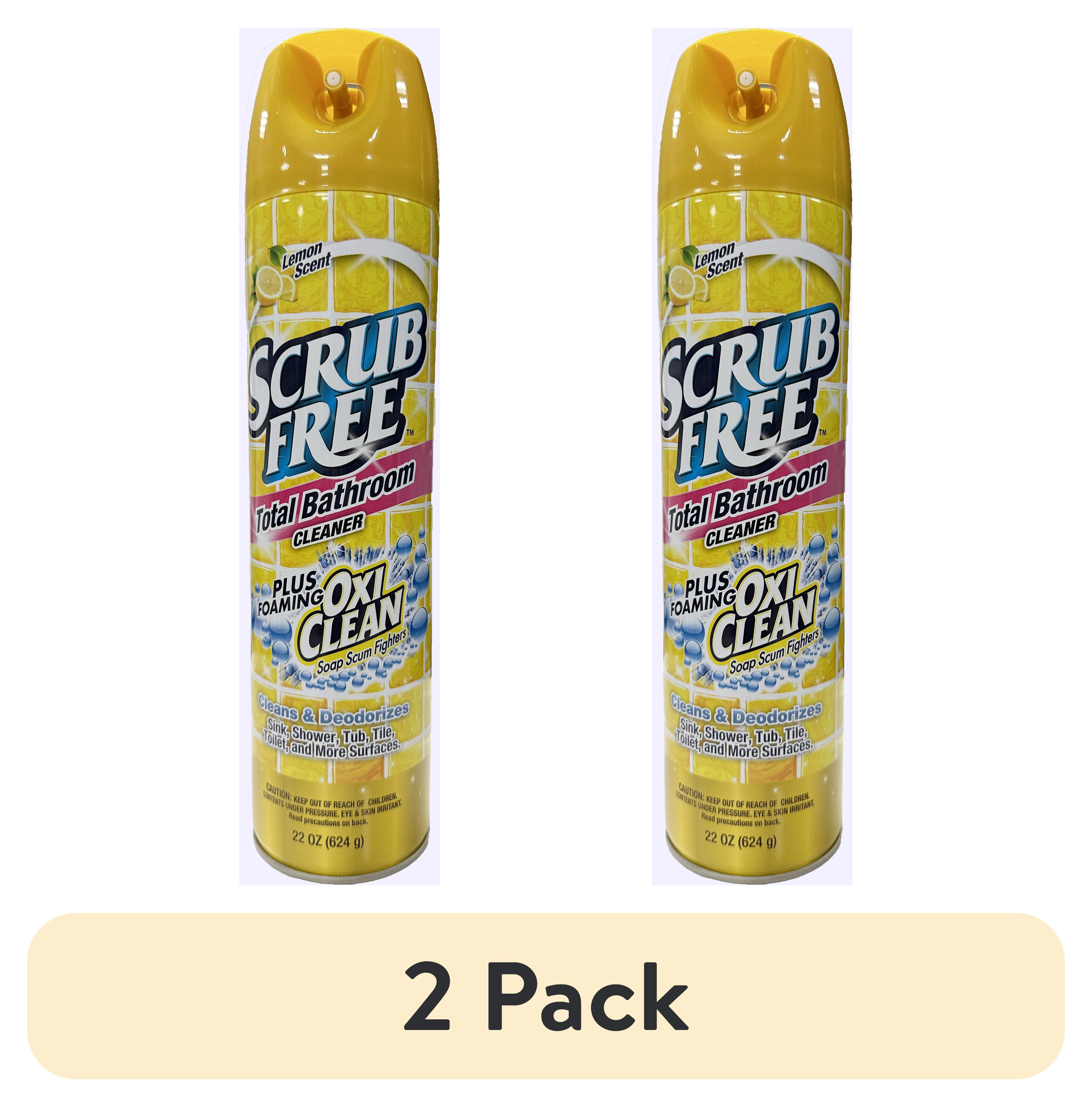 (2 pack) Scrub Free Bathroom Cleaner, Tough Stains & Grime, Lemon Scent with Oxi Clean, 22 oz Foaming Spray