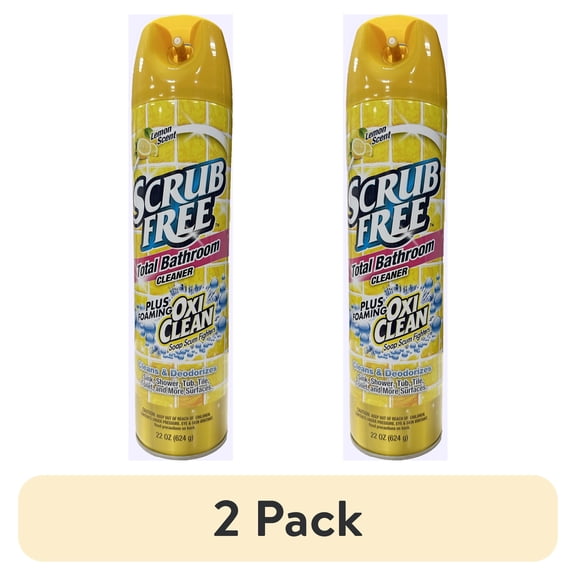 (2 pack) Scrub Free Bathroom Cleaner, Tough Stains & Grime, Lemon Scent with Oxi Clean, 22 oz Foaming Spray