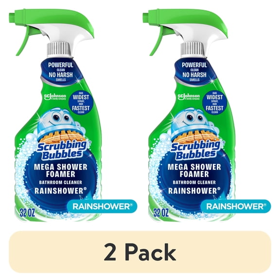 (2 pack) Scrubbing Bubbles Bathroom Shower & Tub Cleaner Mega Shower Foamer Spray, Rainshower, 32 oz
