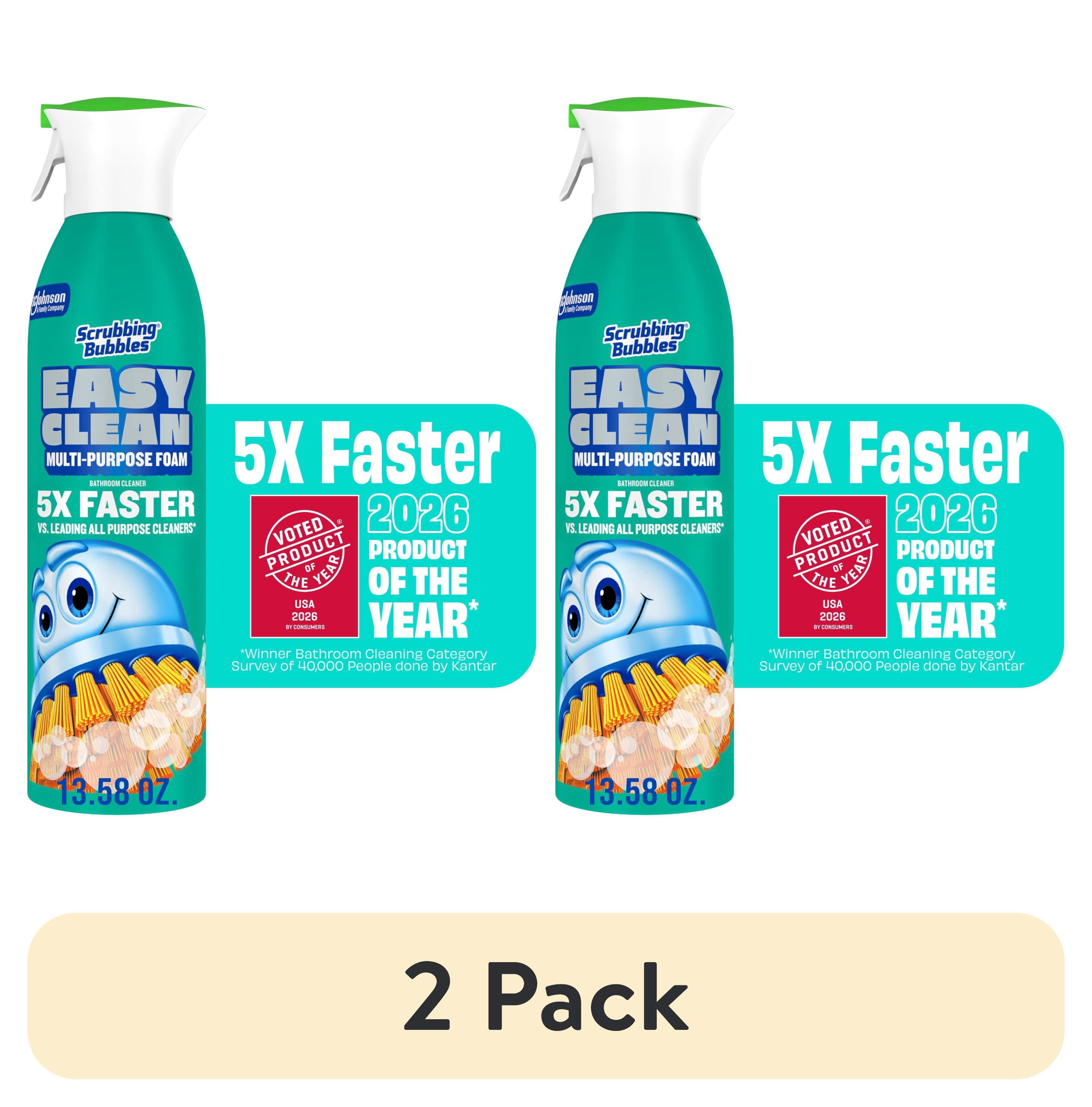 (2 pack) Scrubbing Bubbles Easy Clean Multi-Purpose Bathroom Shower & Tub Cleaner and All Purpose Cleaner, Aerosol Spray, 13.58 oz