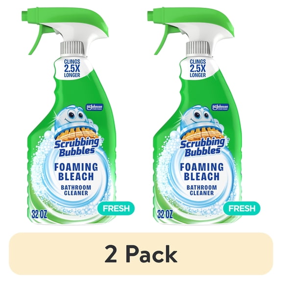 (2 pack) Scrubbing Bubbles Foaming Bleach Bathroom Shower & Tub Cleaner Spray, Mold & Mildew Stain Remover, 32 oz