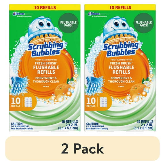 (2 pack) Scrubbing Bubbles Fresh Brush Toilet Cleaning System, Flushable Refill, 10 ct - 2 Pack