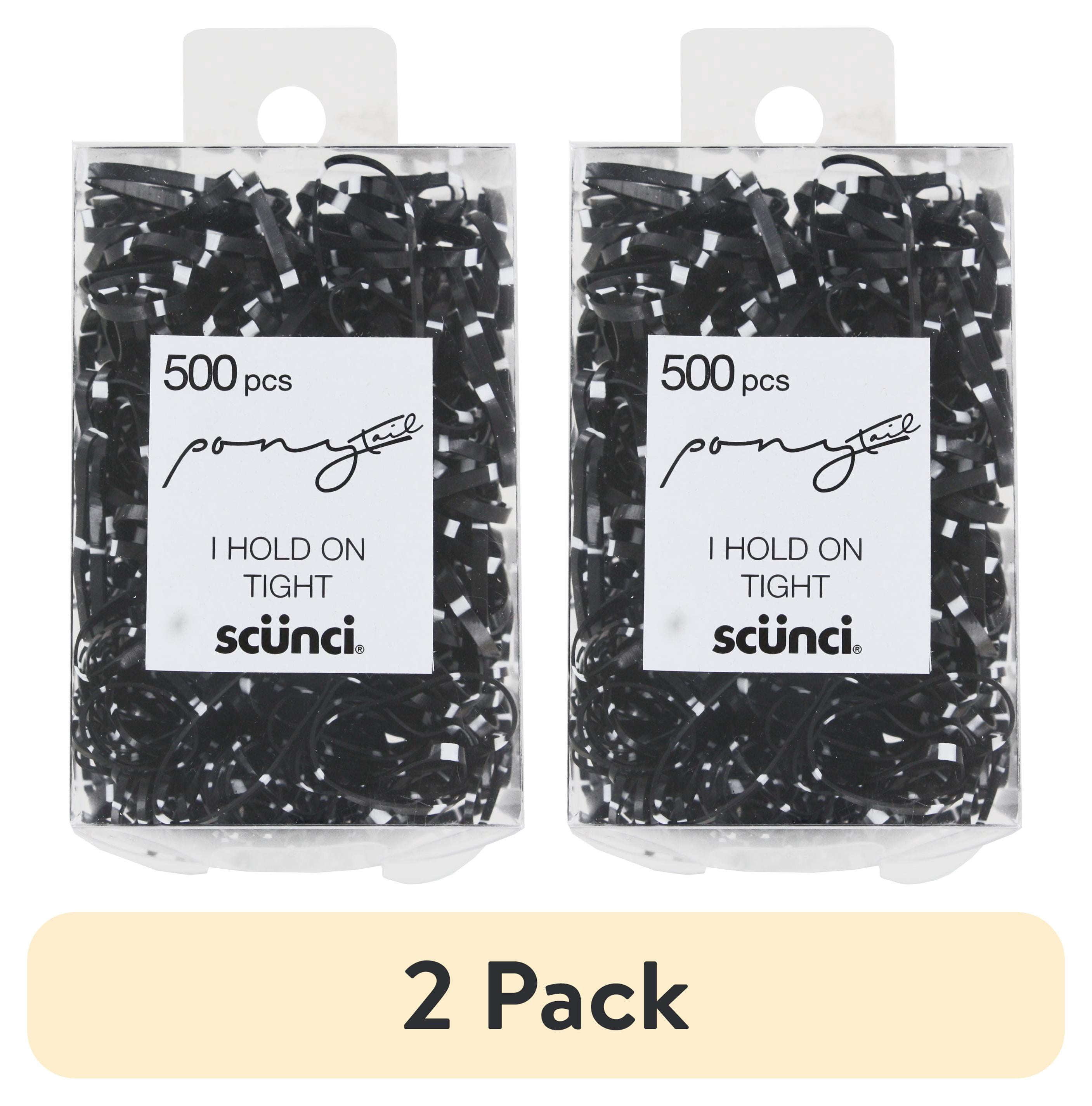 (2 pack) Scunci Elastic Hair Polybands In Acetate Box, Black/White, 500 ...