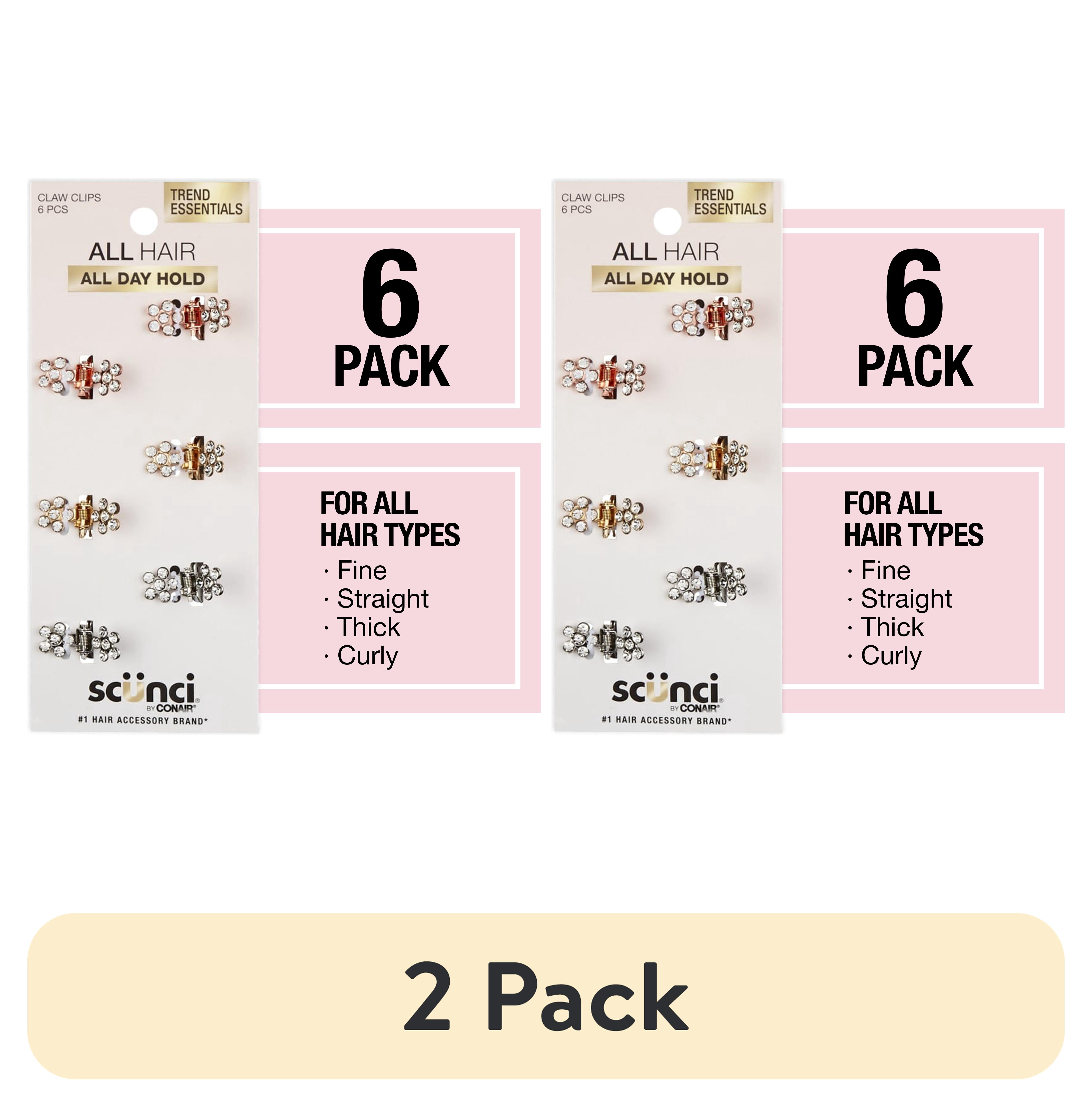 (2 pack) Scunci Mini Rhinestone Claw Clip, Multicolor, 6 Count