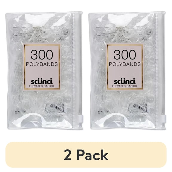 (2 pack) Scunci Mixed Sizes Polybands 300 Pieces