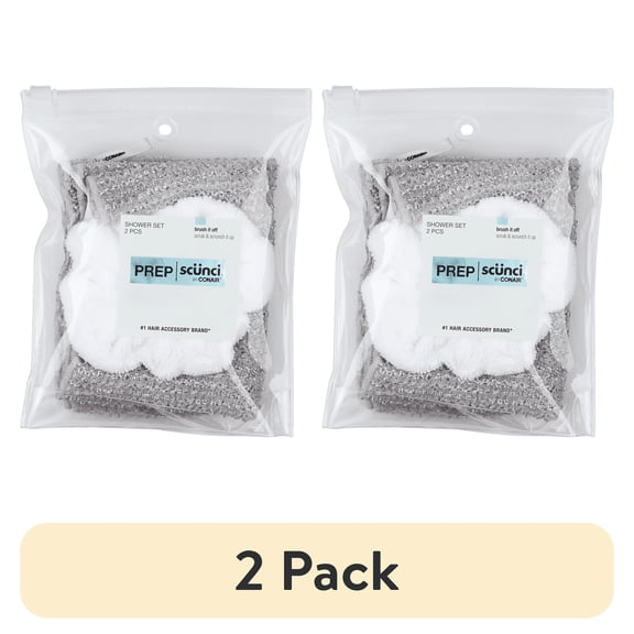 (2 pack) Scunci Prep Towel Scrunchie & Body Scrubber, 2-Piece Set