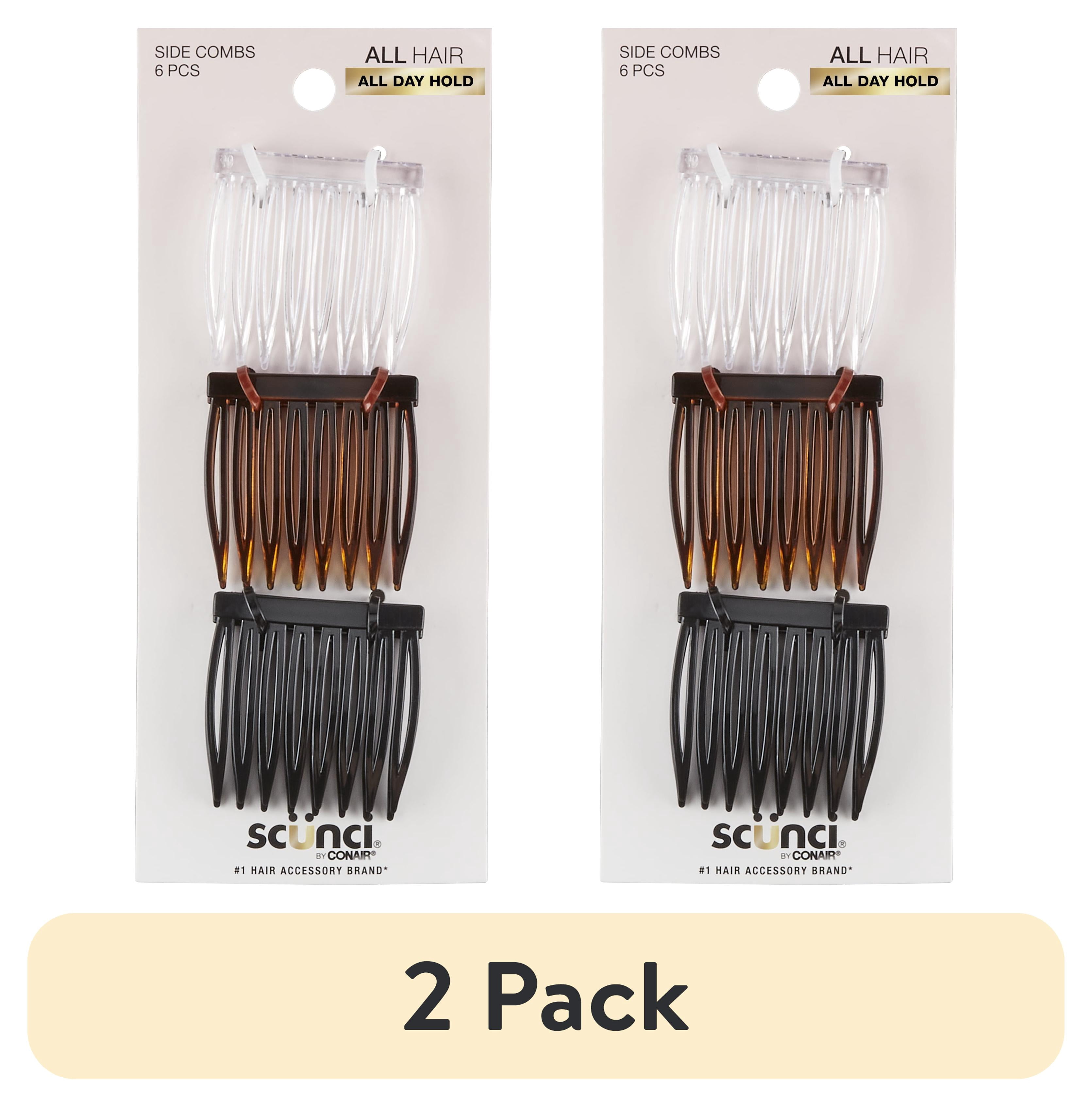 Scunci Small Plastic Side Hair Combs, Multicolor, 6 Count 