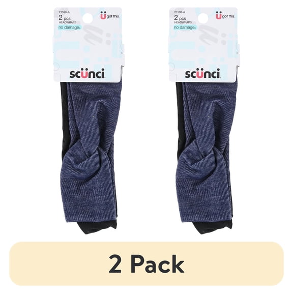 (2 pack) Scunci U Got This Jean Style Headwraps, 2-Pieces