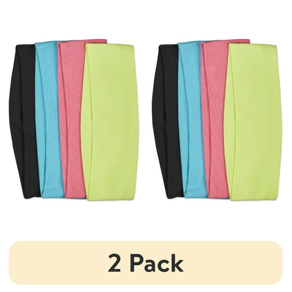 Scunci Wide Headwraps for Workouts, Sports, Fitness, Dance, and Basic Fashion in Classic Colors, 5 Count