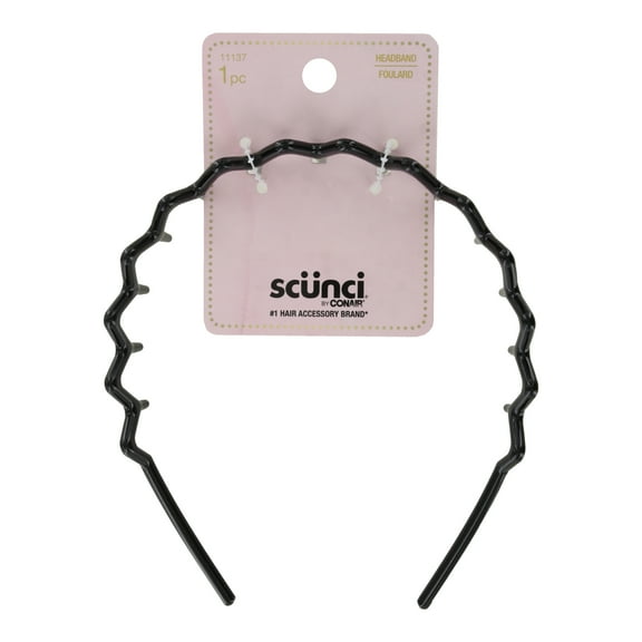 (2 pack) Scunci Zigzag Headband for Women – 1 Count, Stylish and Flexible Headband for All Hair Types (Color May Vary)