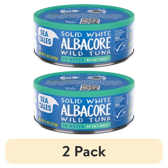 (2 pack) Sea Tales MSC Wild Caught Albacore Tuna in Water No Salt Added, 5 oz Can