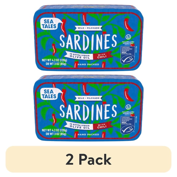 (2 pack) Sea Tales MSC Wild Caught Sardines in Olive Oil with Chili (HW)