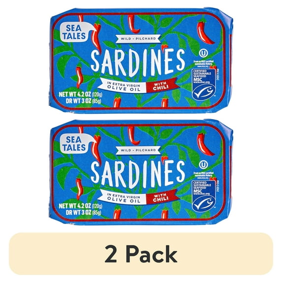 (2 pack) Sea Tales Sardines MSC in olive oil with chili (hw)