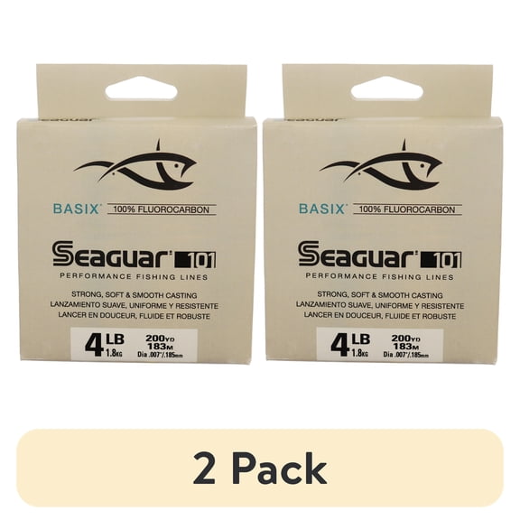 (2 pack) Seaguar 101 BasiX 100% Fluorocarbon Fishing Line 4lbs, 200yds Break Strength/Length - 04BSX200