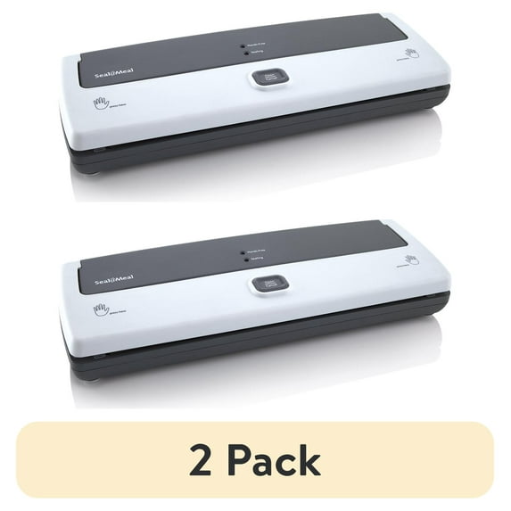 (2 pack) Seal-A-Meal Vacuum Sealer Machine by FoodSaver, Automatic Food Sealer With Compact Design & Simple One-Touch Sealing, For Airtight Food Storage & Preserving Leftovers