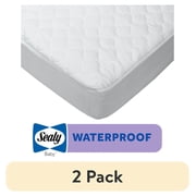 (2 pack) Sealy SecureStay Waterproof Crib Mattress Pad, Quilted Baby/Toddler Mattress Protector 52x28 White