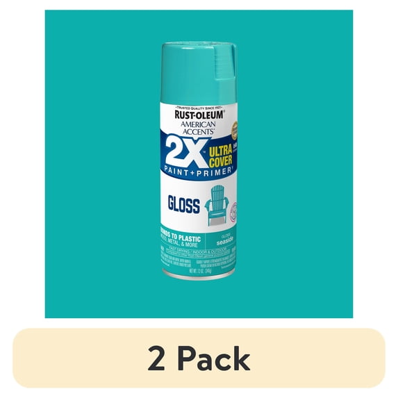(2 pack) Seaside, Rust-Oleum American Accents 2X Ultra Cover Gloss Spray Paint-327883, 12 oz