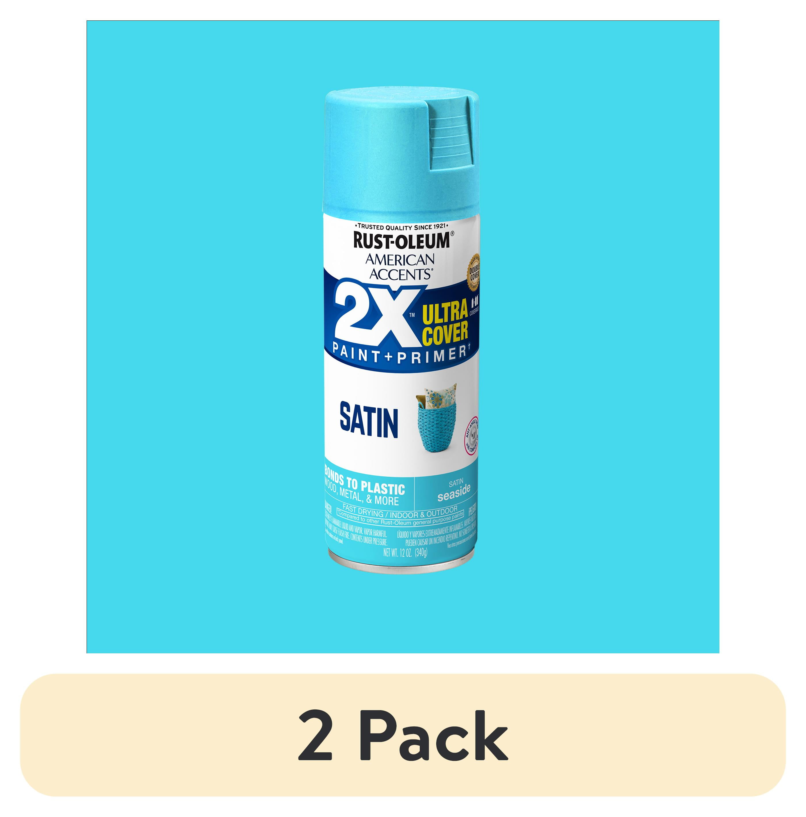 (2 pack) Seaside, Rust-Oleum American Accents 2X Ultra Cover Satin Spray Paint-327939, 12 oz