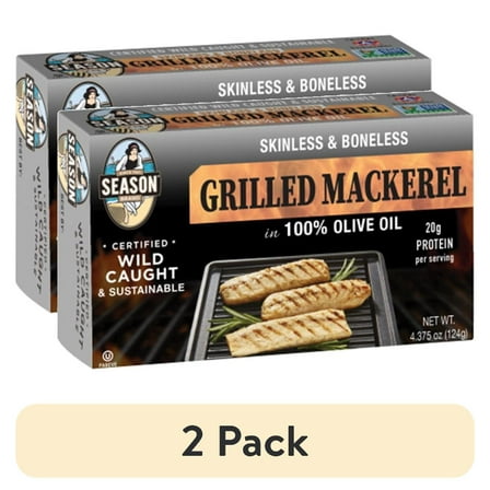 (2 pack) Season Grilled Mackerel Fillets in Olive Oil, 4.375 oz