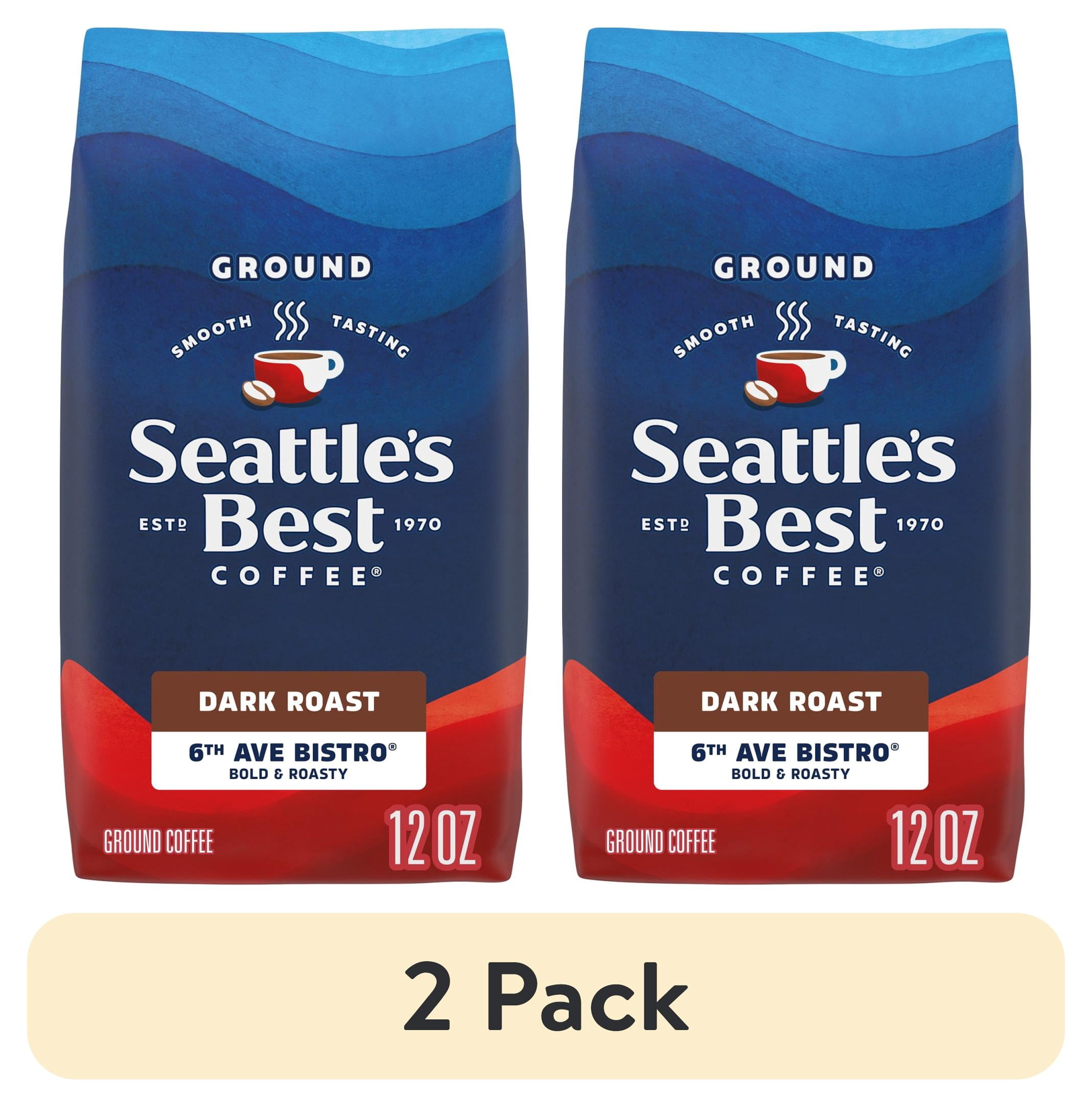 (2 pack) Seattle’s Best Coffee, 6th Ave Bistro, Dark Roast, Ground Coffee, 100% Arabica, 12 oz