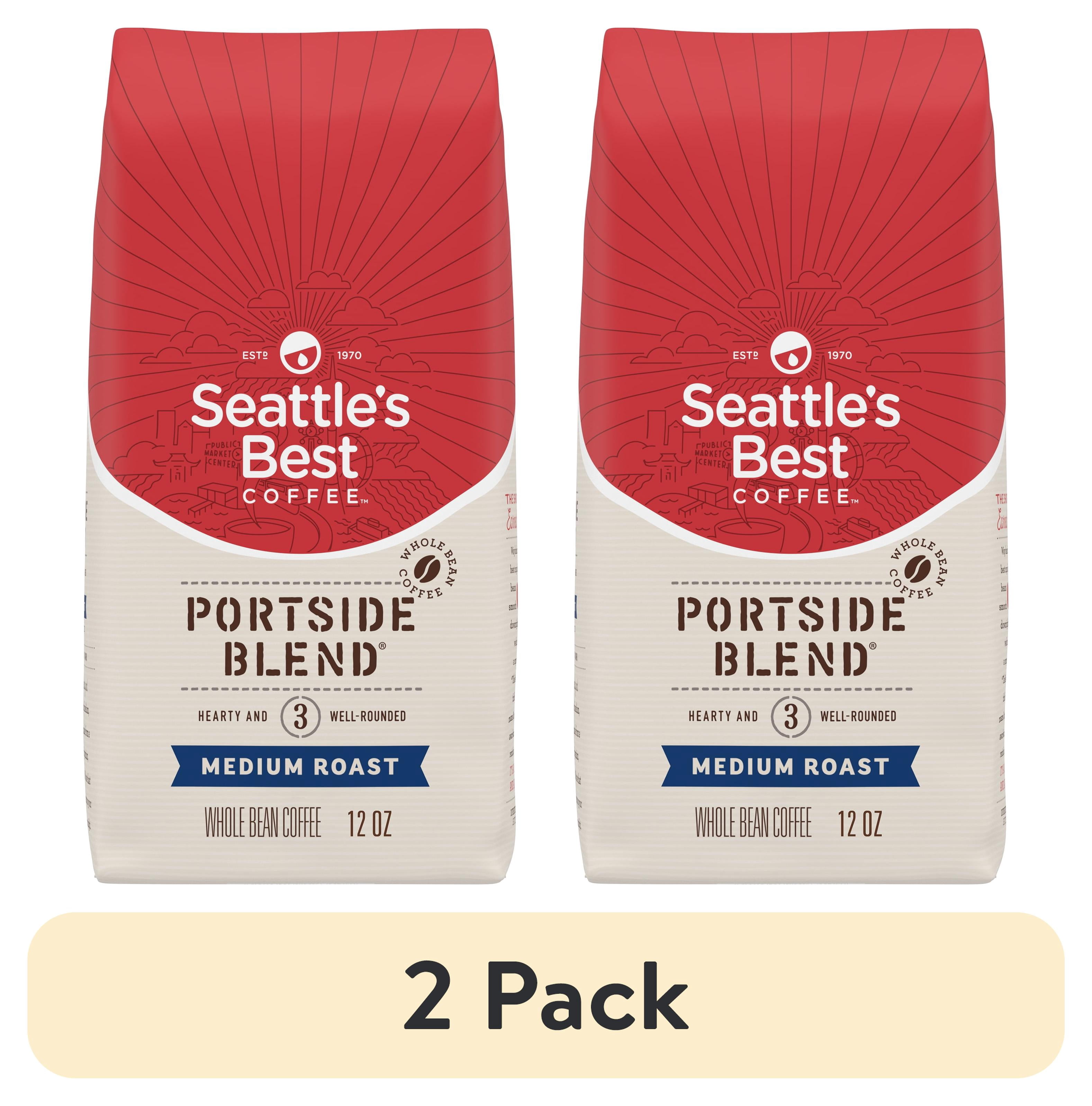 (2 pack) Seattle's Best Coffee Arabica Beans Portside Blend, Medium Roast, Whole Bean Coffee, 12 oz
