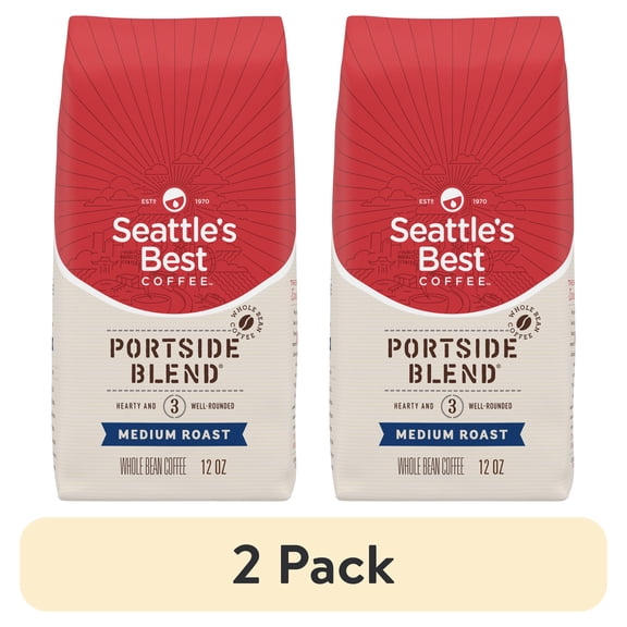 (2 pack) Seattle's Best Coffee Arabica Beans Portside Blend, Medium Roast, Whole Bean Coffee, 12 oz