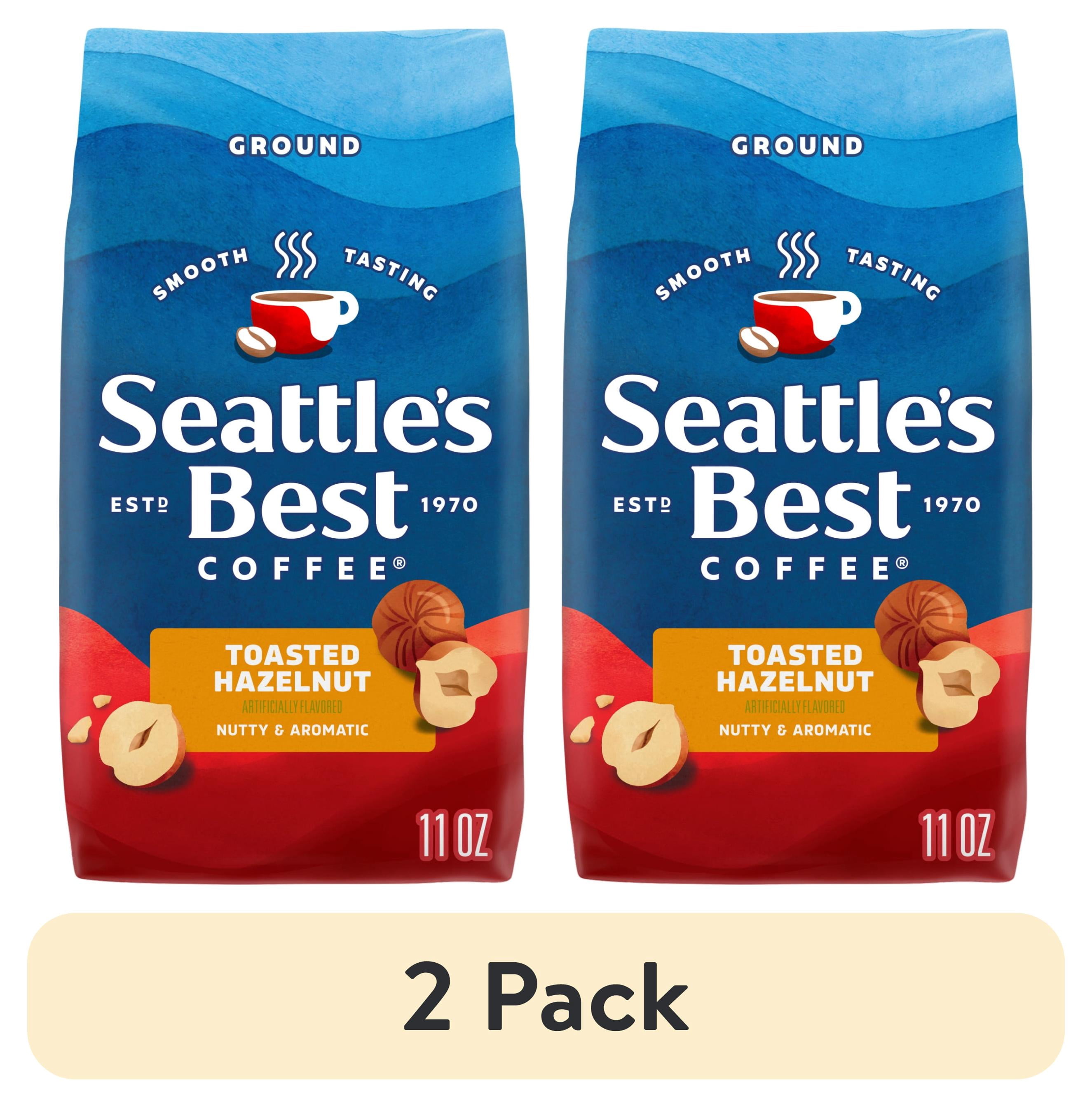 (2 pack) Seattle's Best Coffee Toasted Hazelnut Flavored Ground Coffee for Cold Brew or Hot coffee 11 oz