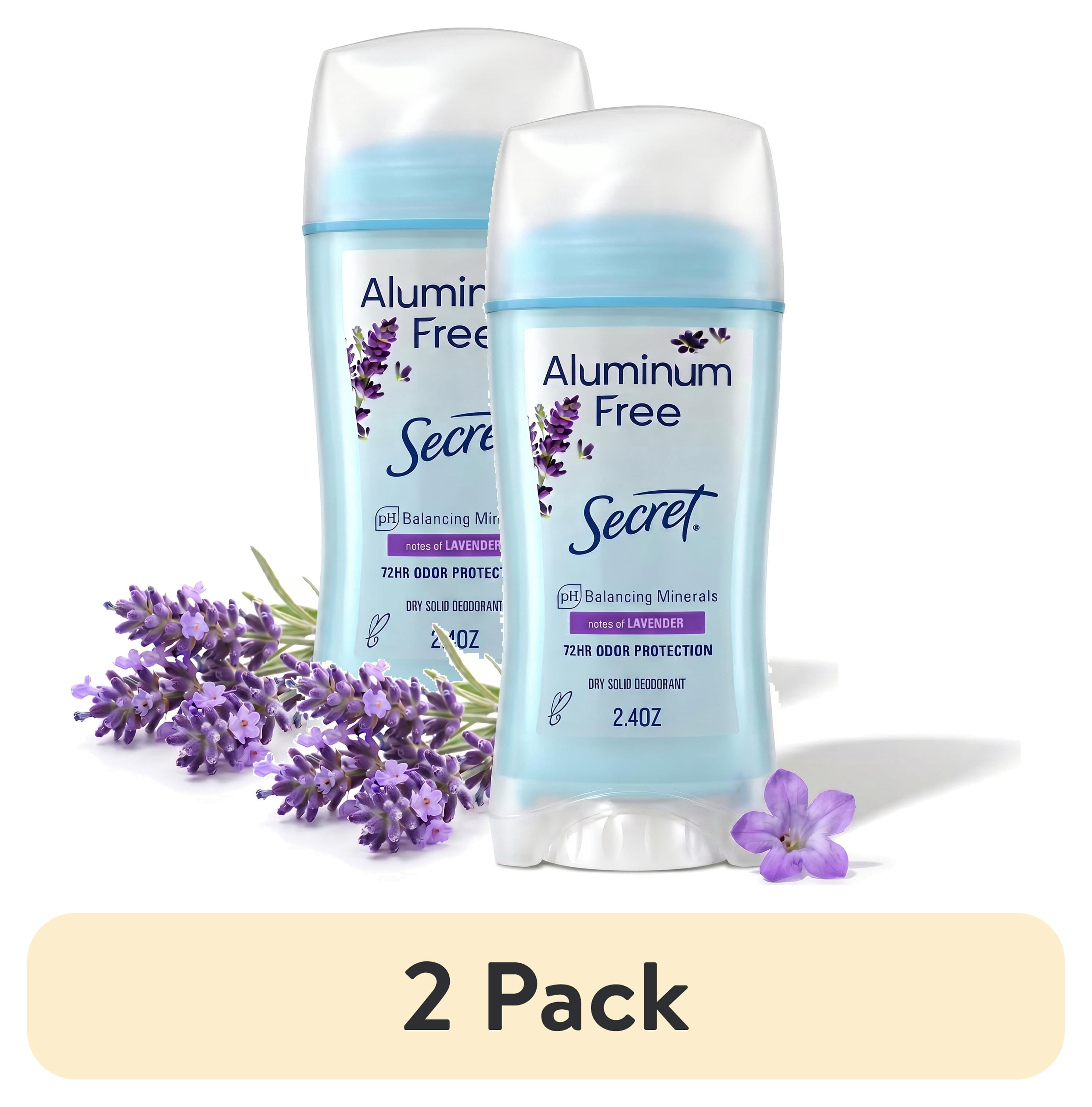 (2 pack) Secret Aluminum Free Deodorant for Women, Lavender, 2.4 oz