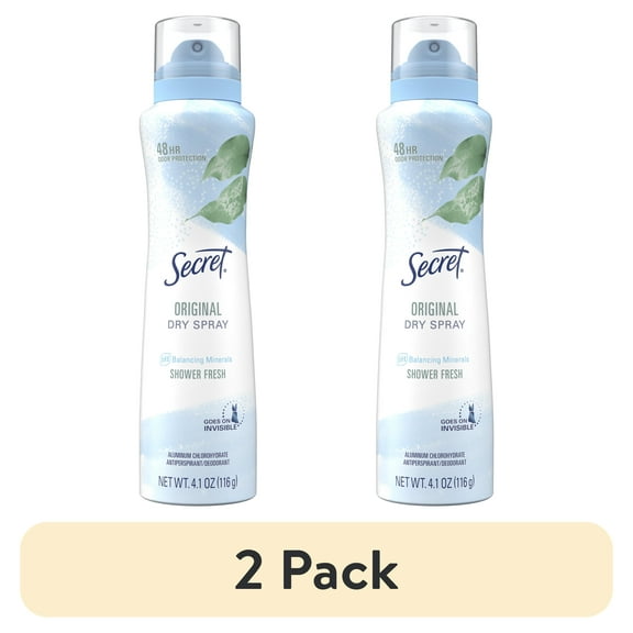 (2 pack) Secret Dry Spray Antiperspirant and Deodorant for Women, Shower Fresh, 4.1oz
