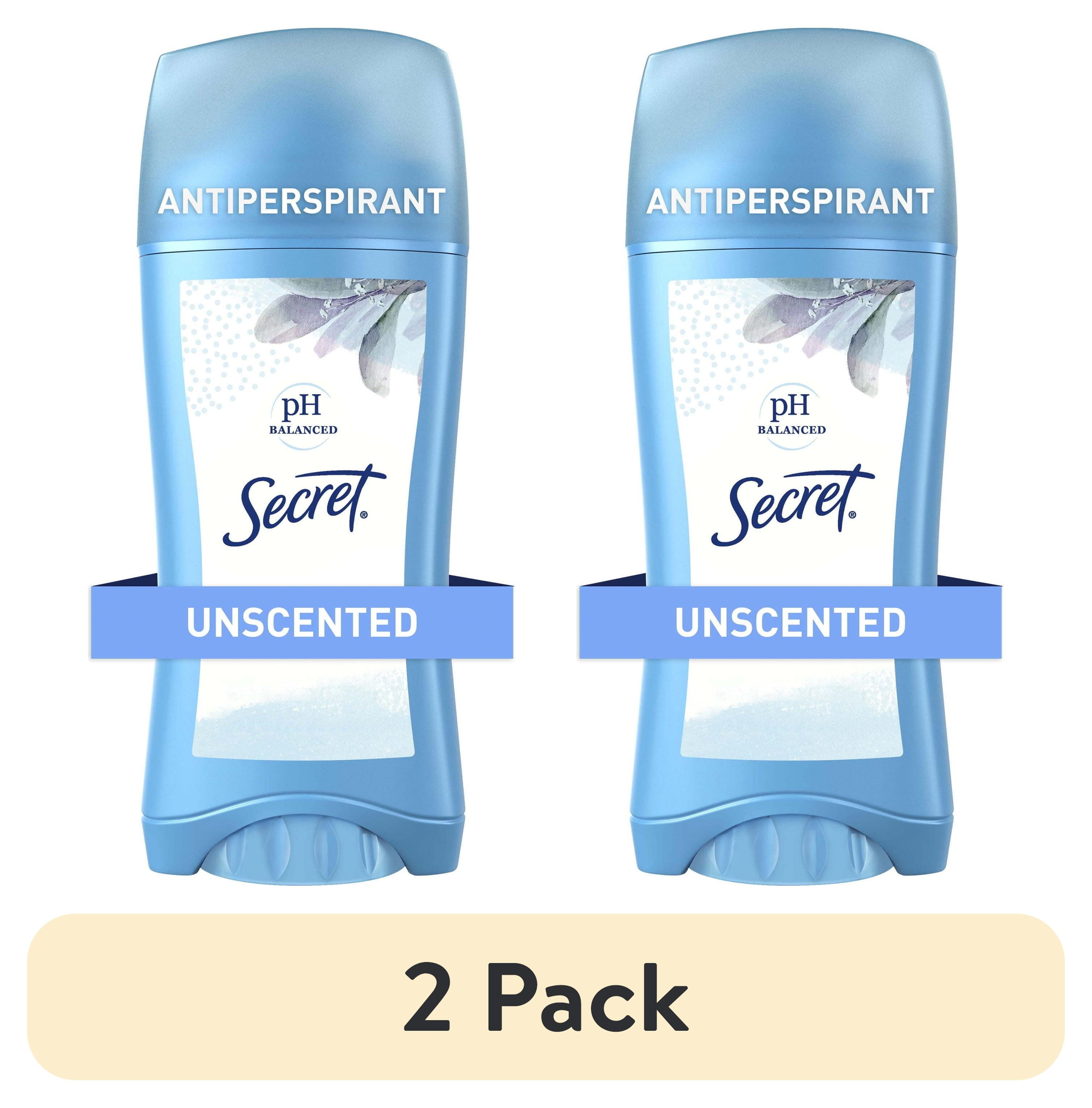 (2 pack) Secret Women's Invisible Solid Antiperspirant and Deodorant, Unscented, 2.6 oz