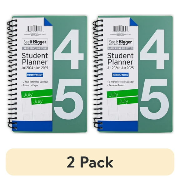 (2 pack) See it Bigger Academic July 2024-June 2025 Weekly Student Planner (8 x 5)